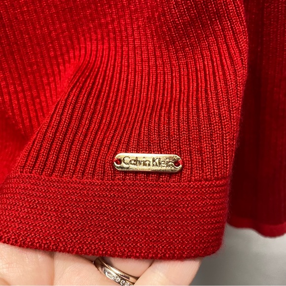 Calvin Klein women's sweater cardigan size small red gold preppy y2k - Picture 5 of 10